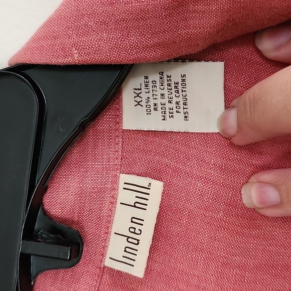 Linden Hill 2 piece linen jacket & pants, rusty red summer drawstring pull on - Picture 5 of 12